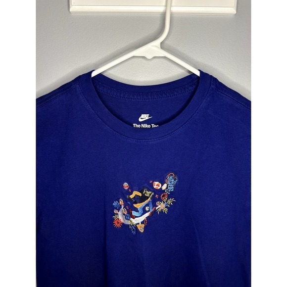 Nike Short Sleeve Twist Logo Mushroom Frog Graphic T-Shirt Blue Mens Size Medium - Picture 4 of 8